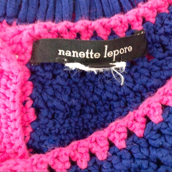 Nanette Lepore Blue and Pink Sheer Knit Dress - Picture 7 of 7